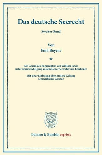 Cover for Lewis · Das deutsche Seerecht.2 (Buch) (2013)