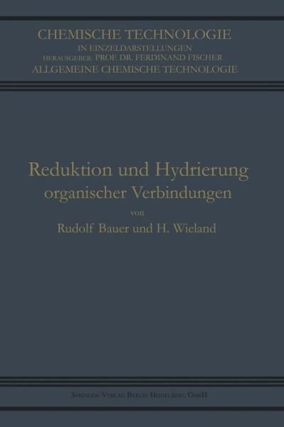 Cover for Rudolf Bauer · Reduktion Und Hydrierung Organischer Verbindungen - Chemische Technologie in Einzeldarstellungen (Paperback Book) [Softcover Reprint of the Original 1st 1918 edition] (1918)