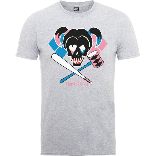 Cover for DC Comics · DC Comics Unisex Tee: Suicide Squad Harley Skull Emblem (CLOTHES) [size S] [Grey - Unisex edition]