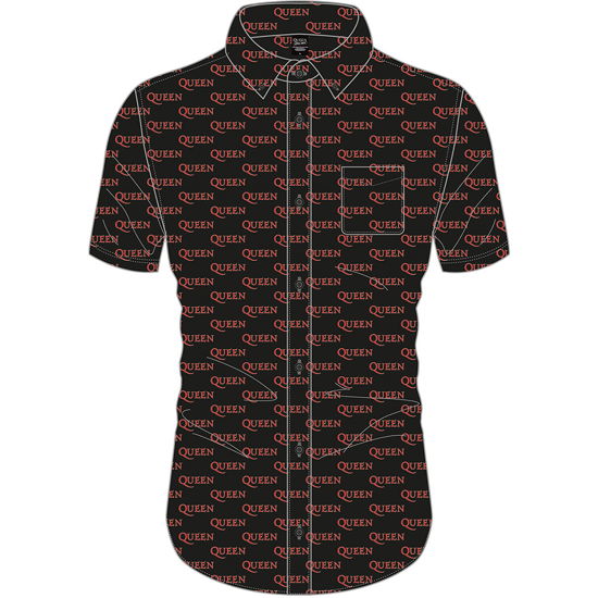 Cover for Queen · Queen Unisex Casual Shirt: Logo Pattern (All Over Print) (Klær) [size S] [Black - Unisex edition]