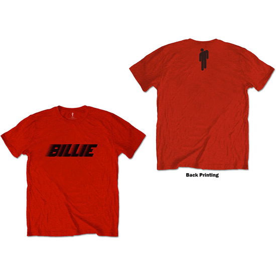 Billie Eilish Unisex T-Shirt: Racer Logo & Blohsh (Red) (Back Print) - Billie Eilish - Merchandise -  - 5056368642746 - September 25, 2020