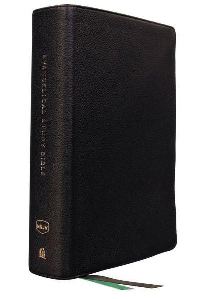 Cover for Thomas Nelson · NKJV, Evangelical Study Bible, Genuine Leather, Black, Red Letter, Comfort Print (Leather Book) (2023)