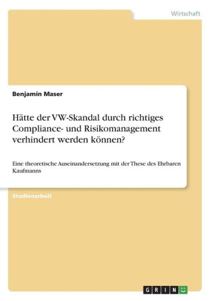 Cover for Maser · Hätte der VW-Skandal durch richti (Book)