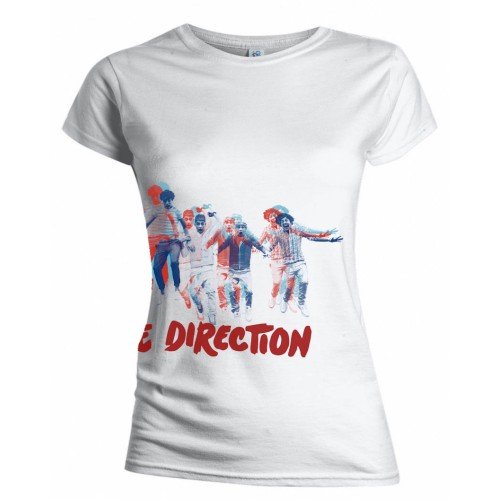 Cover for One Direction · One Direction Ladies T-Shirt: Band Jump (Skinny Fit) (Wrap Around Print) (T-shirt) [size S] [White - Ladies edition]