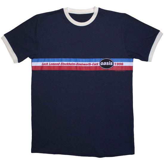 Cover for Oasis · Oasis Unisex Ringer T-Shirt: 1996 Tour Horizontal Stripes (Navy Blue) (CLOTHES) [size S] (2024)