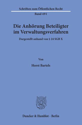 Cover for Bartels · Die Anhörung Beteiligter im Ver (Book) (1985)