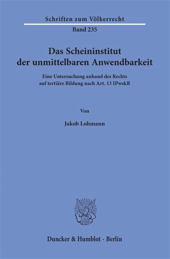 Cover for Lohmann · Das Scheininstitut der unmittel (Book) (2019)