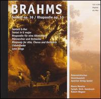 Cover for Brahms · Sextett Op.36-rhapsodie Op.53 (CD) (1980)