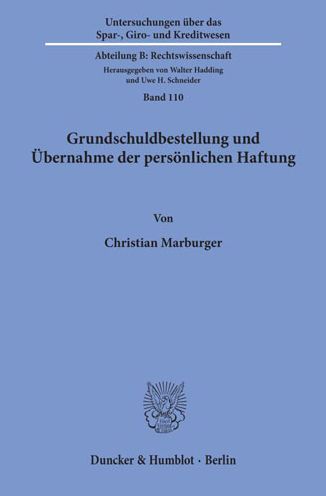 Cover for Marburger · Grundschuldbestellung und Übe (Book) (1998)