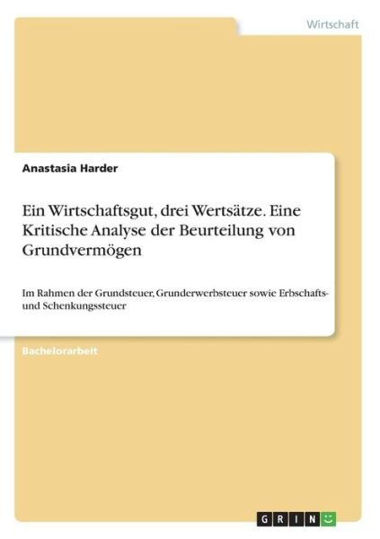 Cover for Harder · Ein Wirtschaftsgut, drei Wertsät (Bok)