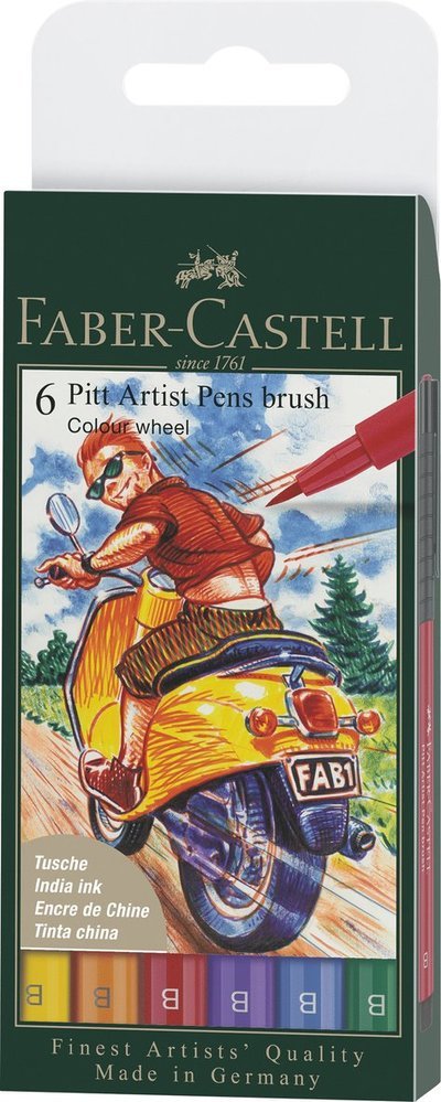Faber-castell - India Ink Pitt Artist Pen B Colour (6 Pcs) (167174) - Faber - Produtos - Faber-Castell - 4005401671749 - 