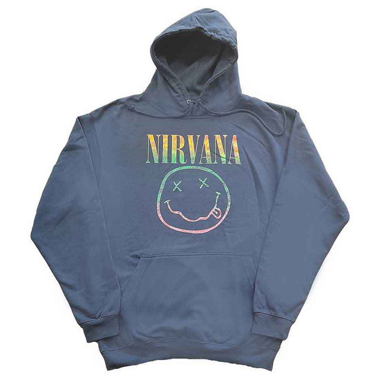 Cover for Nirvana · Nirvana Unisex Pullover Hoodie: Sorbet Ray Happy Face (Turquoise Blue) (Hoodie) [size M] (2022)