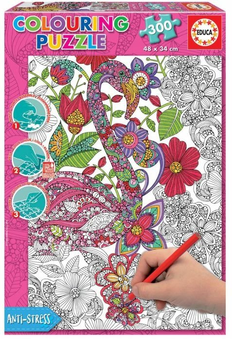 Cover for Educa · 18474 - Colouring Puzzle - Flamingo 300 Stueck (Leksaker) (2020)