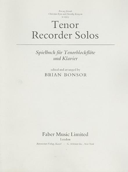 Tenor Recorder Solos - Brian Bonsor - Bøger - Faber Music Ltd - 9780571504749 - 1. april 1996