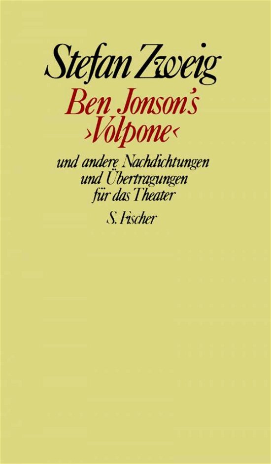 Cover for S. Zweig · Ben Jonson's Volpone u.a.Nachd (Buch)