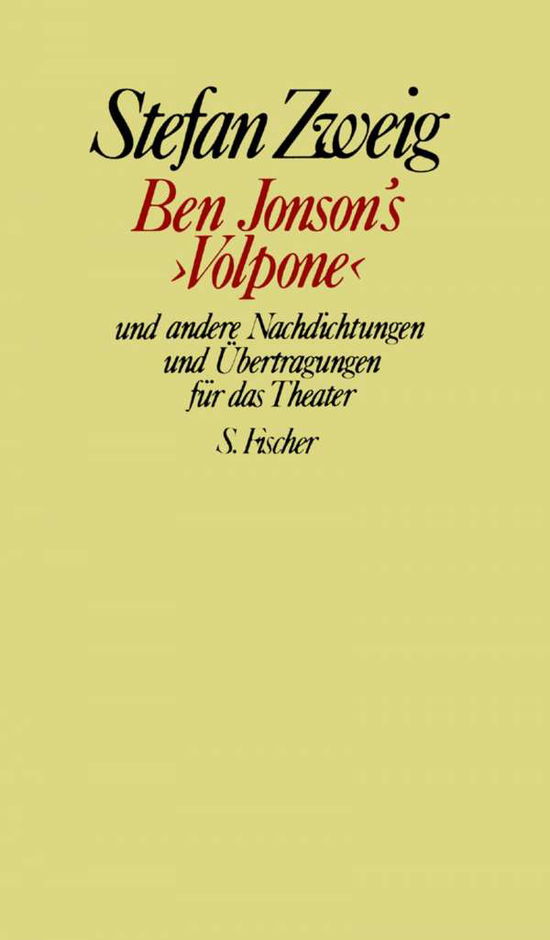 Cover for S. Zweig · Ben Jonson's Volpone u.a.Nachd (Book)