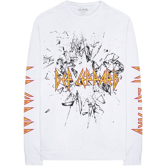 Cover for Def Leppard · Def Leppard Unisex Long Sleeve T-Shirt: Shatter (Sleeve Print) (Bekleidung) [size S] [White - Unisex edition]