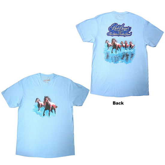 Cover for Bob Seger &amp; The Silver Bullet Band · Bob Seger &amp; The Silver Bullet Band Unisex T-Shirt: Horses (Light Blue) (Back Print) (T-shirt) [size M] (2025)