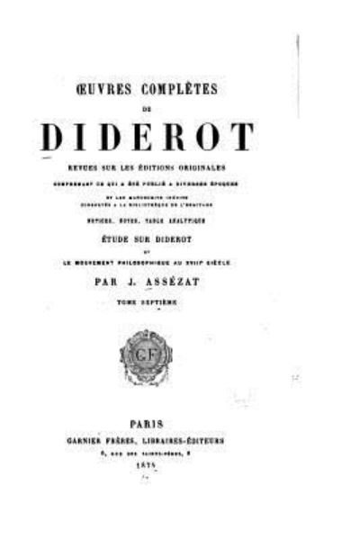 Cover for Denis Diderot · Oeuvres complètes de Diderot - Tome VII (Paperback Book) (2015)