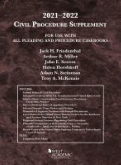 Cover for Jack H. Friedenthal · Civil Procedure Supplement, for Use with All Pleading and Procedure Casebooks, 2021-2022 - American Casebook Series (Paperback Book) (2021)