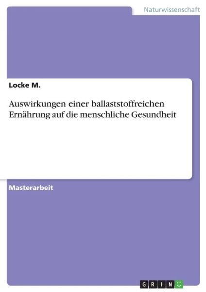 Cover for M. · Auswirkungen einer ballaststoffreich (Buch)