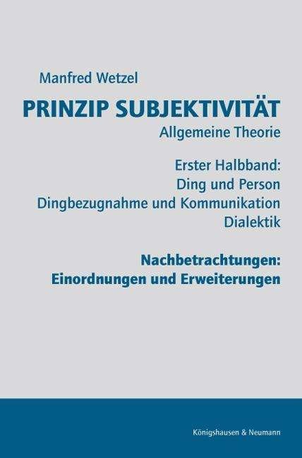 Cover for Wetzel · Prinzip Subjektivität.Allg.The.1 (Bog)
