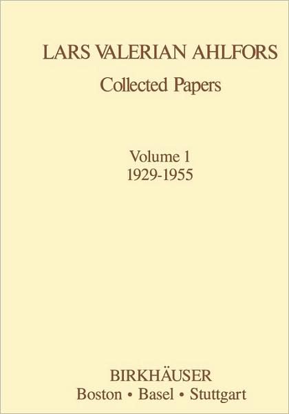 Cover for Lars V. Ahlfors · Collected Papers Volume 1 1929-1955 - Contemporary Mathematicians (Paperback Book) [Softcover reprint of the original 1st ed. 1982 edition] (1982)