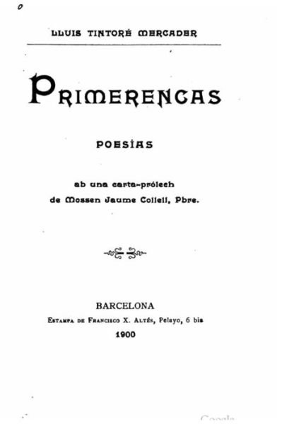 Cover for Lluis Tintore Mercader · Primerencas, poesias (Paperback Bog) (2015)