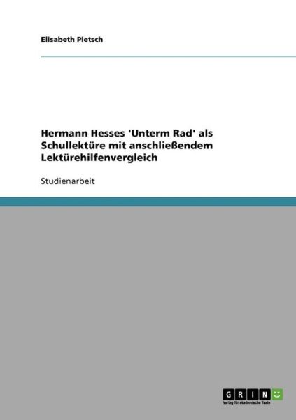 Cover for Pietsch · Hermann Hesses 'Unterm Rad' als (Book) [German edition] (2013)