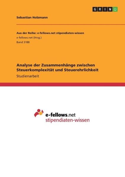 Cover for Holzmann · Analyse der Zusammenhänge zwis (Book)