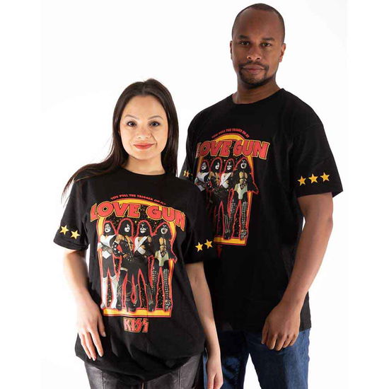 KISS Unisex T-Shirt: Love Gun Stars (Sleeve Print) - Kiss - Mercancía -  - 5056561053752 - 