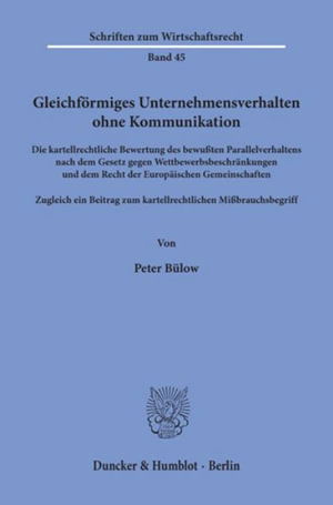 Cover for Bülow · Gleichförmiges Unternehmensverhal (Book) (1983)