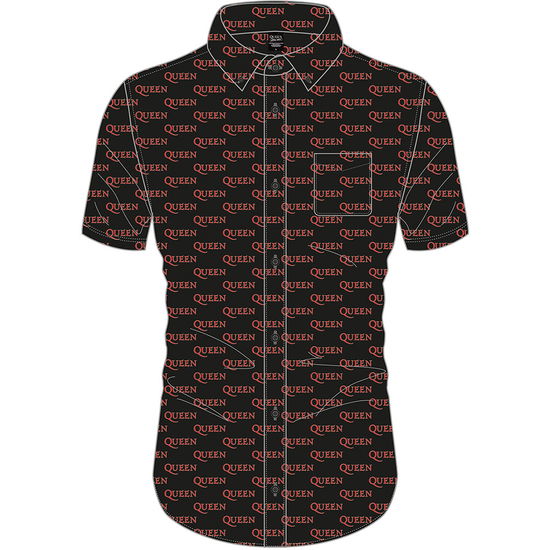 Queen Unisex Casual Shirt: Logo Pattern (All Over Print) - Queen - Marchandise -  - 5056368613753 - 