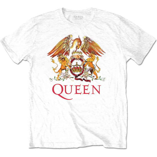 Cover for Queen · Queen Unisex T-Shirt: Classic Crest (White) (T-shirt) [size XXXL] (2022)