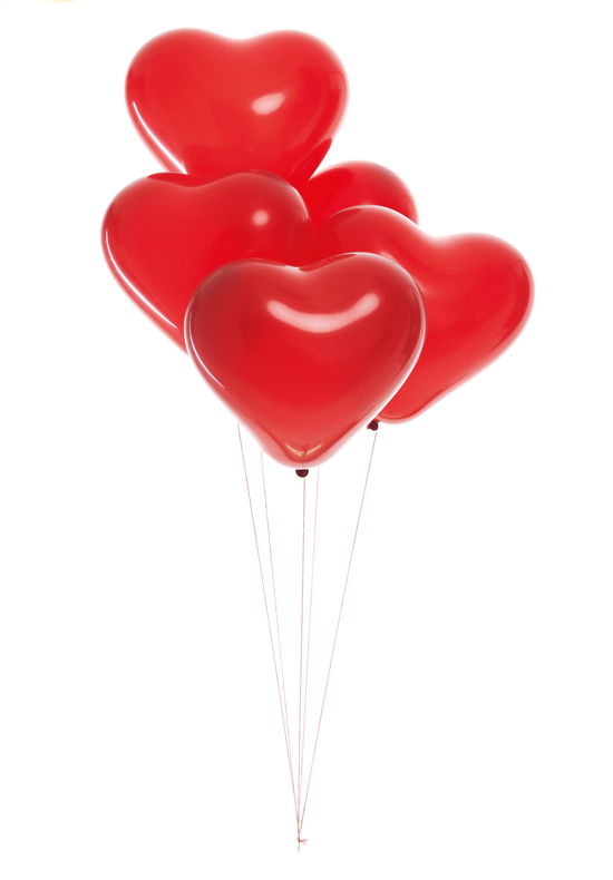 10 Palloncini Cuore Rosso Diam.Cm.25 In Busta C/Cav.