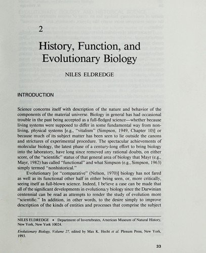 Cover for Evolutionary Biology (Gebundenes Buch) (1993)