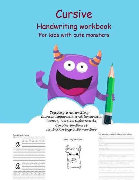 Cover for Education Press · Cursive Handwriting Workbook For kids With cute monsters (Paperback Book) (2020)