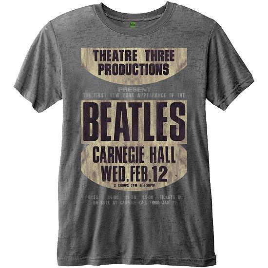The Beatles Unisex T-Shirt: Carnegie Hall (Burnout) - The Beatles - Merchandise - Apple Corps - Apparel - 5055979956754 - 