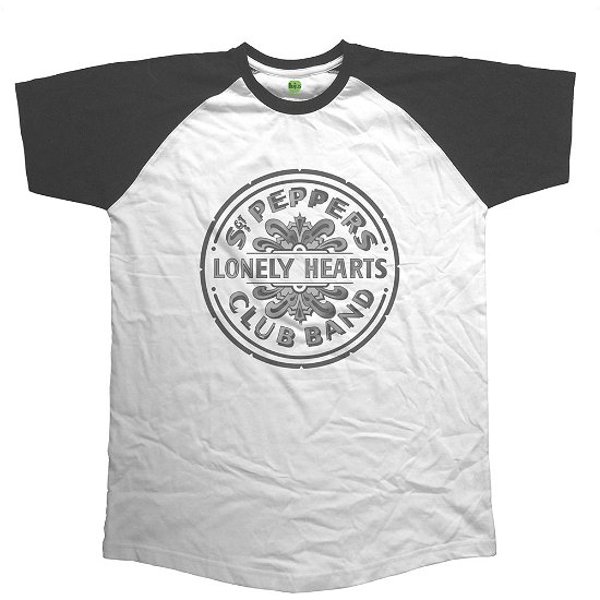 The Beatles Unisex Raglan T-Shirt: Sgt Pepper Drum - The Beatles - Merchandise - Apple Corps - Apparel - 5056170602754 - 