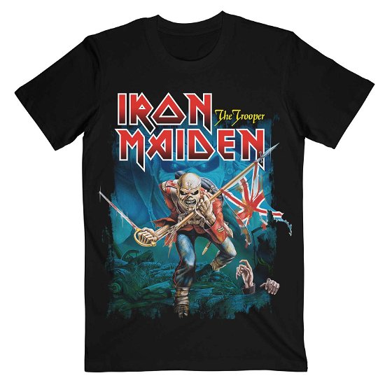 Iron Maiden Unisex T-Shirt: Trooper Eddie Large Eyes - Iron Maiden - Merchandise -  - 5056561075754 - 