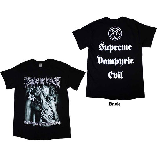 Cradle Of Filth Unisex T-Shirt: Supreme Vampiric Evil (Black) (Back Print) - Cradle Of Filth - Produtos - PHD - 5056187746755 - 12 de novembro de 2024