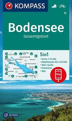 Cover for Mair-Dumont / Kompass · Kompass Wanderkarte: Bodensee Gesamtgebiet, Kompass Wanderkarte 1C (Hardcover Book) (2023)