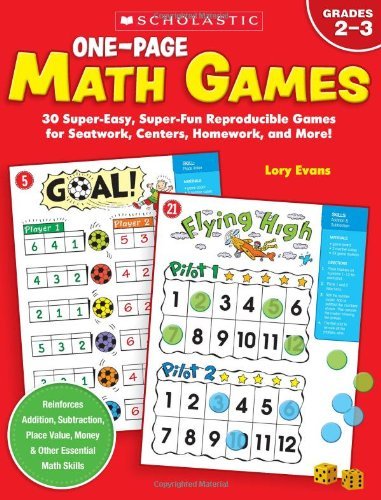 Cover for Lory Evans · One-page Math Games: 30 Super-easy, Super-fun, Reproducible Games for Seatwork, Centers, Homework, and More! (Paperback Book) (2011)