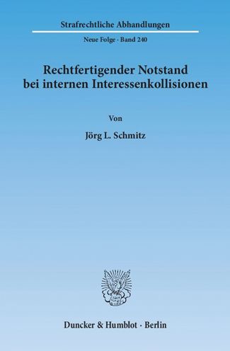 Cover for Schmitz · Rechtfertigender Notstand bei i (Book) (2013)