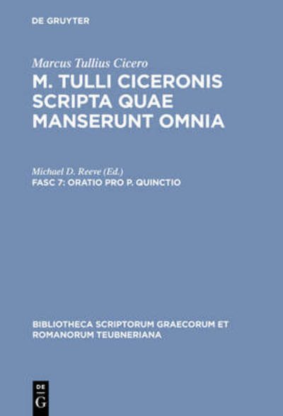 Cover for Marcus Tullius Cicero · Oratio pro P. Quinctio (Book) (1992)