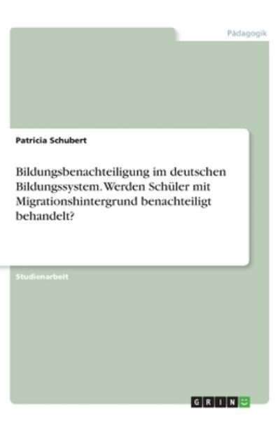 Cover for Schubert · Bildungsbenachteiligung im deu (N/A)