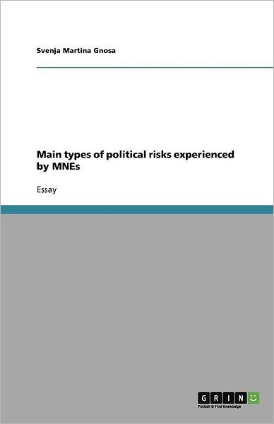 Cover for Gnosa · Main types of political risks exp (Book) (2011)