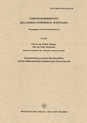 Cover for Walther Wegener · Zusammenhang Zwischen Dem Raumklima Und Der Elektrostatischen Aufladung Des Spinnmaterials - Forschungsberichte Des Landes Nordrhein-Westfalen (Pocketbok) [1960 edition] (1960)