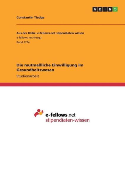 Cover for Tiedge · Die mutmaßliche Einwilligung im (Book)