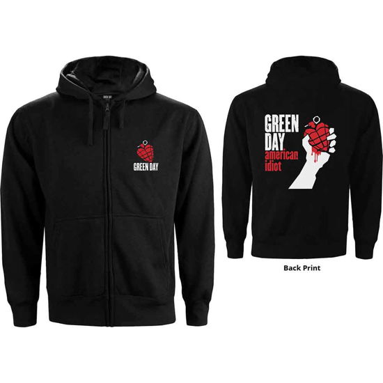Green Day Ladies Zipped Hoodie: American Idiot (Back Print) - Green Day - Fanituote -  - 5056368605758 - 